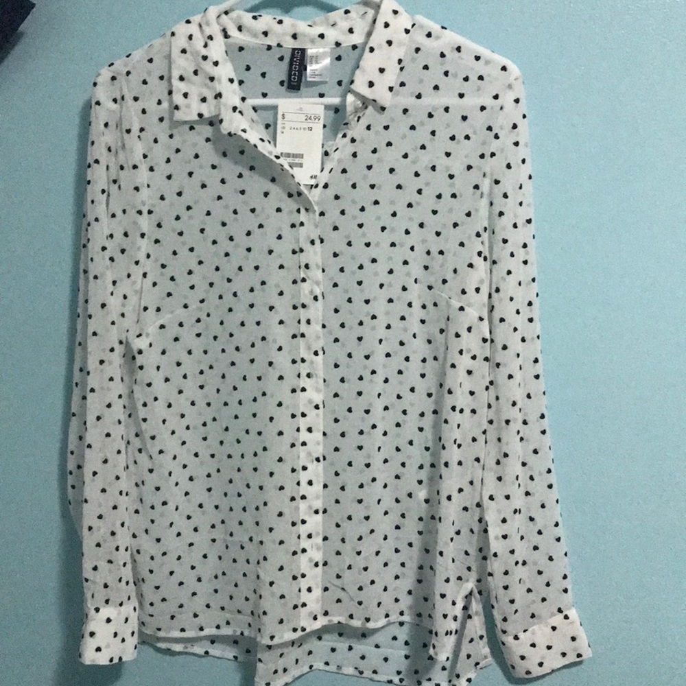 white shirt with hearts